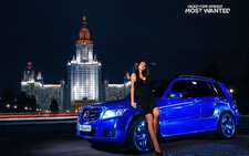 Cars need for speed mercedes benz russia moscow glk blue Desk Mat Stitched picture