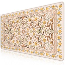 Cute Desk Pad Mat 35.4x15.7 Inch Yellow Floral Large Mouse Pad Home Office picture