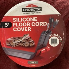 X-PROTECTOR Floor Cord Cover 5ft Cord Protector Self-Adhesive Black Cables picture