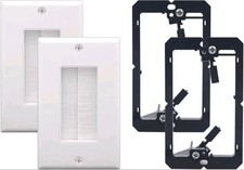 VCE 2 Pack Single Brush Wall Plate Cable Pass Through for Wires Black NEW  picture