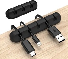 2 Pack (5, 3 Slot) Office Wire Power Cord Cable Management Holder Organizer picture
