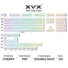 XVX Prism Shine Through PBT Keycap Set 142-Key Cherry Profile White Doubleshot picture