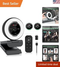 Streaming Webcam with Microphone, USB 1080P Web Cam w/Ring Light picture
