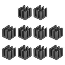 10x10x10mm Black Sticky Aluminum Heatsink Electronic Radiators 10 Pcs picture