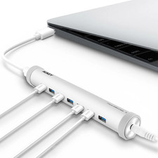 AUKEY CB-C18 USB-C to 7-Port USB 3.0 Aluminum Hub w/ Power Adapter Mac PC  (b5) picture