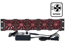 2U Rackmount Cooling Intake Fan Panel Red Grille Quiet High-Airflow 19