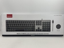 Macally BLSLIMKEYPROSG USB Wired Backlit White LED Keyboard Silver QWERTY Mac picture