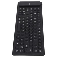 Black Silicone Keyboard Fully Sealed Design Portable Silent Soft USB Wired N picture