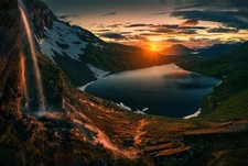 Landscape lake sun nature greenland max rive sunlight Custom Gaming Mat Desk picture