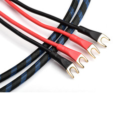 Pair Speaker Cable OFC Pure Copper Audio Wire with Banana / Spade Connector Cord picture