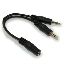 6 inch 3.5mm Mini-Stereo TRS Female to Two Male Speaker Adapter/Splitter picture
