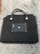 Knomo London Aurora Quilted Laptop Bag Black Expands Padded Laptop Pocket Sz L picture