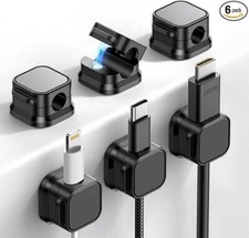 Paquete de 6 clips magnéticos para cables [ajustables y suaves] Soporte. neuvo. picture