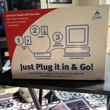 Vintage Actiontec Modem Kit AOL Open Box with All Cords and Power Supply picture