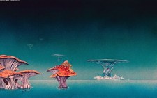 Landscape illustration fantasy art mushroom sea water Custom Gaming Mat Desk picture