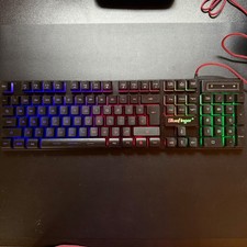 BlueFinger RGB Backlit Wired Gaming Keyboard Black Braided USB Cable Multimedia picture