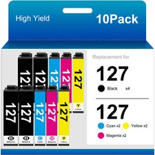 1-10 Pack 127 Ink Cartridge for Epson WorkForce 545 60 630 633 635 645 840 Lot picture
