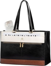 LOVEVOOK Laptop Bag for Women,15.6 Inch Vintage Work Tote Bags for Women,Leather picture
