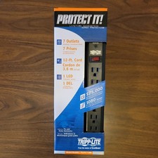 NEW Tripp Lite Surge Protectors. -  7 outlet, 12 foot cord, Black - TLP712B  picture