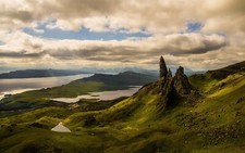 Landscape nature hills lake clouds skye scotland Custom Gaming Mat Desk picture