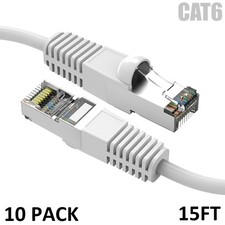 10 Pack 15'ft CAT6 Shielded Ethernet Network Patch Cable sstp Booted Lan cord picture
