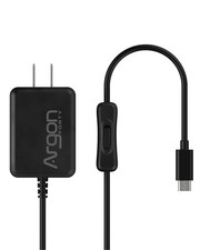 Argon 18W 5.25V 3.5A USB-C Power Supply with Switch for Raspberry Pi 4 Black picture