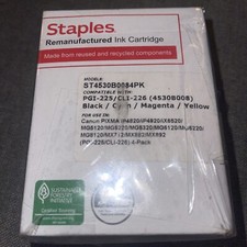 4x Staples Canon Printer Ink Cartridges PGI-225 CLI-226 Black Cy Magenta Ylw NEW picture