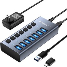 Acasis 10Gbps USB 3.2 Hub 7 Port On/Off Switch with AC Power Adapter for Laptop picture