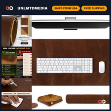 Large Real Leather Desk Mat Set 32x16