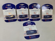 Lot of 5 VERBATIM Classic USB 2.0 Flash Drive, 2 GB, Blue 97086 Brand New picture
