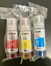Genuine Epson 502 Ink Bottle Magenta, Yellow, Cyan (BB: 06/2025) *NEW/SEALED* picture