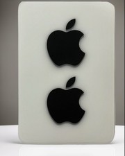 NEW Black Apple Logo Sticker Decal - Genuine OEM - Includes 2 Stickers - Large picture