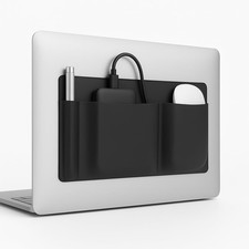 3-Pocket Adhesive Laptop Pouch Organizer - Stick-On Mouse & Hard Drive Holder... picture