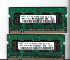 Lot of 2 Samsung M470T2864QZ3-CF7 1GB DDR2 RAM 200-Pin SO-DIMM 2Rx16 PC2-6400S picture