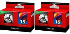4 NEW Genuine Factory Sealed Lexmark 14 Black 15 Color Inkjet Cartridges picture