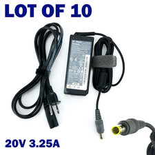 Lot of 10 Genuine Lenovo ThinkPad Laptop Adapter Charger 20V 3.25A 65W & Cords picture