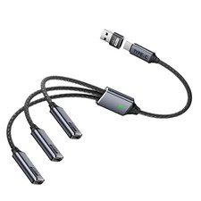 Danfetsoy USB C Splitter 1 in 3 Out Cable, C Y 1 Male to 3 Black picture
