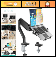 Adjustable Laptop & Monitor Desk Mount, 2-in-1 Gas Spring Arm, VESA 75x75/100x10 picture