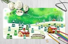 3D Blue-Green Pine O45 Christmas Non-slip Office Desk Keyboard Pad An picture