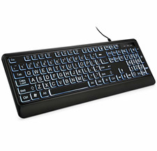 KOPJIPPOM Large Print Backlit USB Keyboard, Black English QWERTY picture