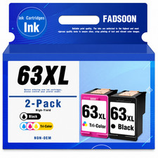 FADSOON® 2PK 63XL XL Ink Cartridges  for HP OfficeJet 4655 4652 3830 3831 5258 picture