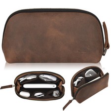 NUTUCH Leather Tech Pouch for 8.5 x 5.0 x 2.8 inches, Vintage Dark Brown picture