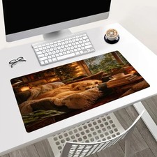Cozy Golden Retriever Mouse Pad 24x14in Large Desk Mat Reading Nook Decor picture