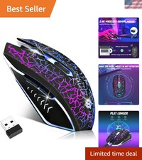 Rechargeable Wireless Gaming Mouse with 6 Silent Clicks & Adjustable RGB - Black picture