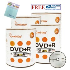 400 Pack Smartbuy 16X DVD+R 4.7GB Logo Top Blank Disc + FREE Micro Fiber Cloth picture