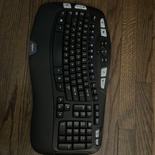 Logitech K350 Wave Keyboard Ergonomic, Black, Wireless, No USB Receiver picture