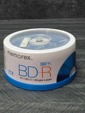 30 Pack Memorex Blu-Ray Discs BD-R 6X 25GB; Single Layer Discs Brand New picture