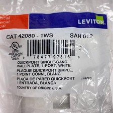 Lot of 5 Leviton 42080-1WS QuickPort Wallplate Single Gang 1-Port picture