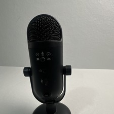 onn. USB Dual-Pattern Desktop Microphone Black w/ Headphone Jack & Stand picture