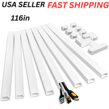 116in Cord Hider Kit Cord Covers for Wires on Wall Paintable Cable Raceway White picture